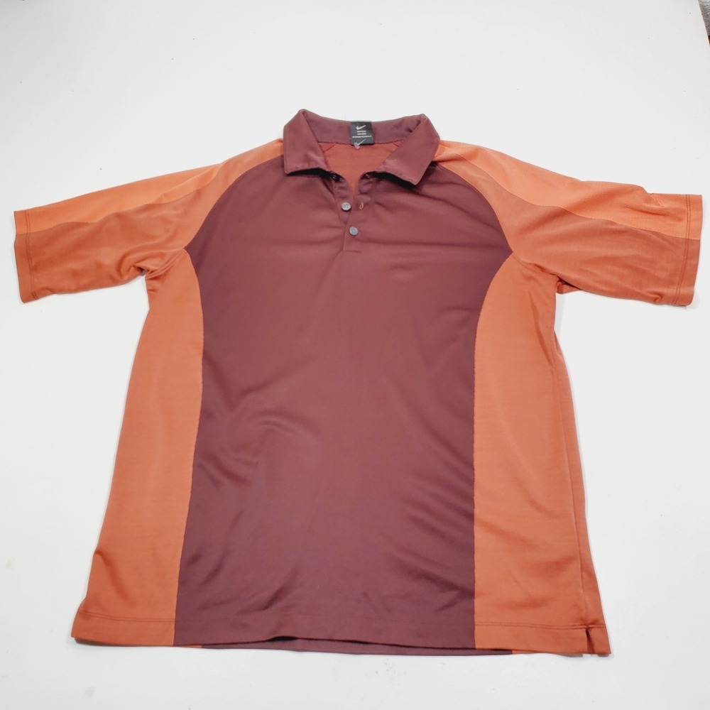 Nike Golf Dri-Fit‎ UV Protection Performance Polo Shirt  Brown/Orange Mens L